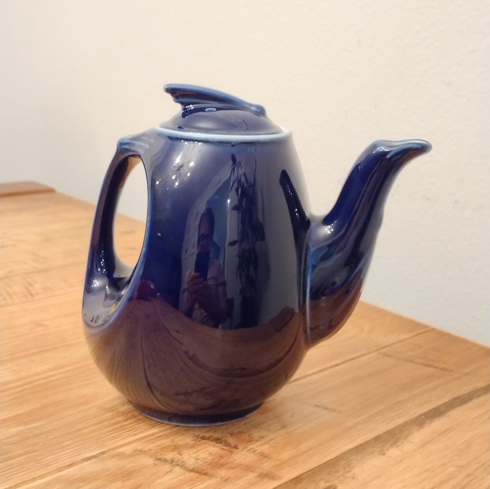 Vintage Hall Aeroflow Sundial Teapot Cobalt Blue 6 Cup USA - Picture 5 of 13